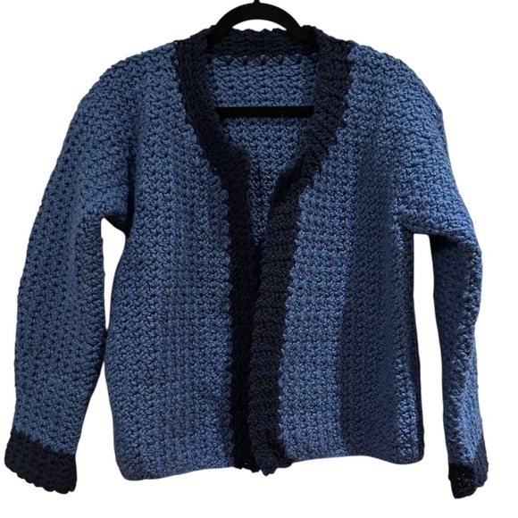 Handmade Sweaters - Handmade Cottagecore Crochet Knit Open Front Cardigan